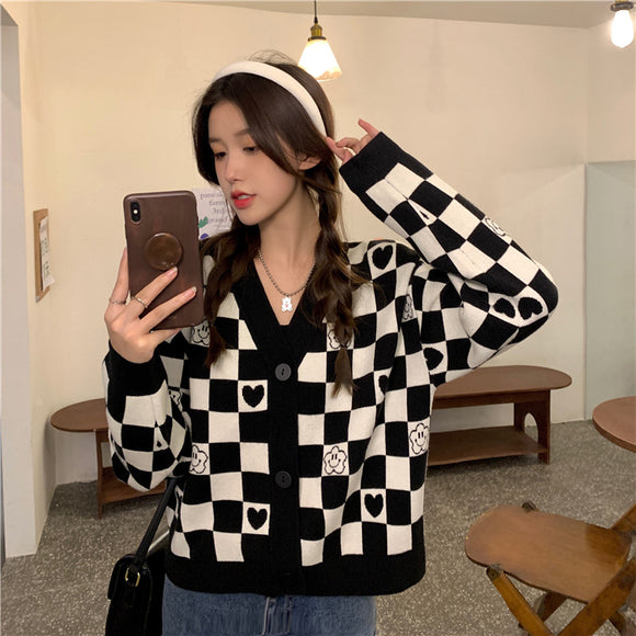Cardigan Suelto para Mujer con Cuello V y Mangas Largas