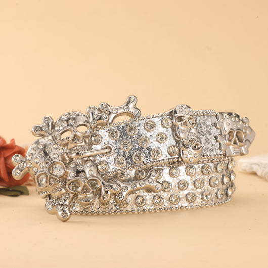 Cinturón Calavera con Incrustaciones de Diamantes y Pedrería - Image 10