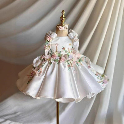 Vestido de Princesa Floral Retro para Cumpleaños Infantil - Image 3