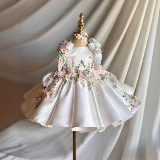 Vestido de Princesa Floral Retro para Cumpleaños Infantil - Image 3