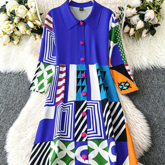 Vestido Camisero Bohemio con Pliegues para Mujer