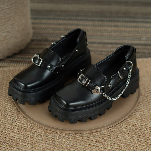 Zapatos Mary Jane Punta Cuadrada Estilo Británico Clásico - Image 4
