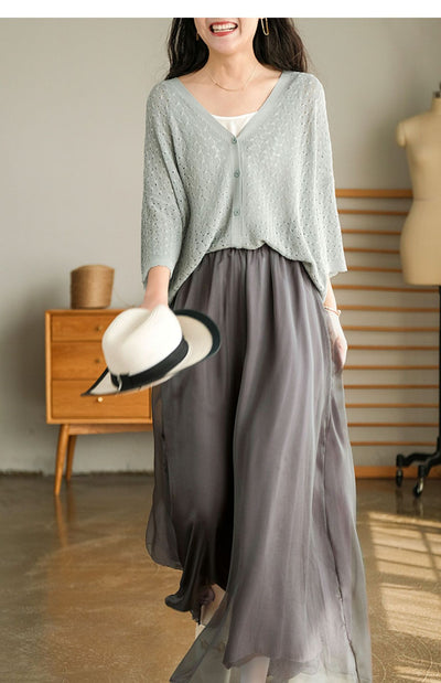 Pantalones Anchos de Cintura Alta en Malla y Gasa - Comodidad Elegante - Image 14