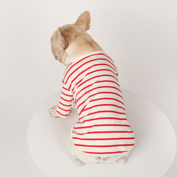 Suéter a Rayas para Perros - Cuello V en Algodón Cálido