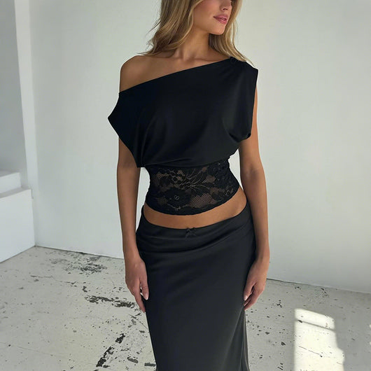 Blusa Sin Mangas con Encaje Calado y Patchwork - Versátil y Elegante