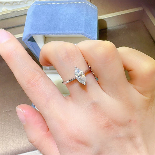 Anillo de Moissanita Talla Ojo de Caballo Púrpura Clásico - Image 9