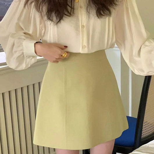 Conjunto Falda A-línea Cintura Alta con Blusa Literaria Elegante - Image 9