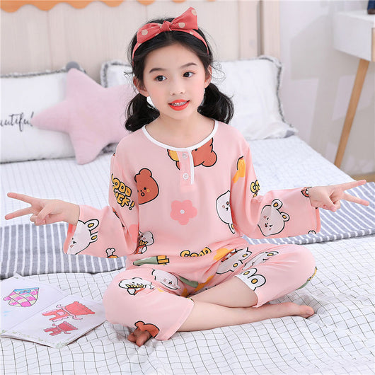 Pijama Infantil de Algodón y Seda - Manga Larga Ligera para el Hogar - Image 19