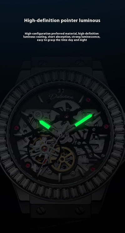 Reloj Mecánico Automático para Hombre con Movimiento Hueco y Diamantes - Image 12