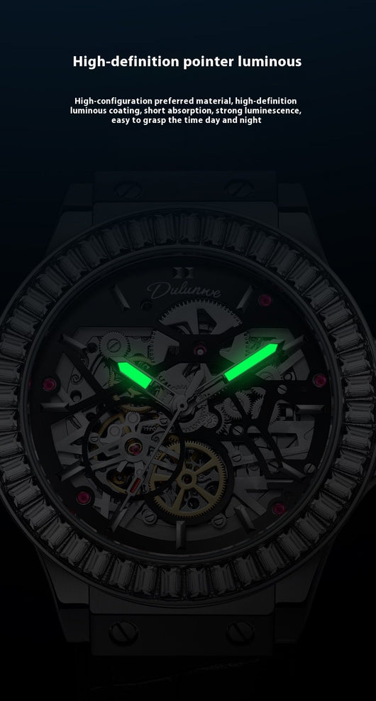 Reloj Mecánico Automático para Hombre con Movimiento Hueco y Diamantes - Image 12