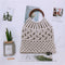 Bolsa Tejida Portátil con Asa de Madera - Bolso de Fibra Natural y Cuerda de Algodón