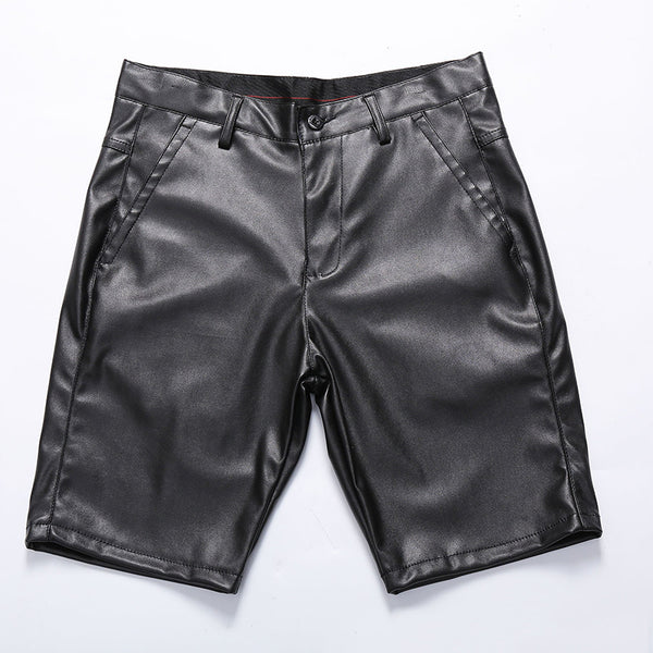 Pantalones Cortos de Cuero Stretch Tejidos Cinco y Seis Puntos para Hombre - Verano