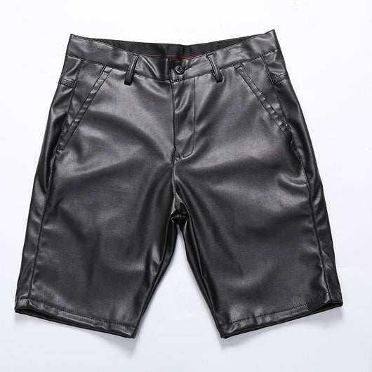 Pantalones Cortos de Cuero Stretch Tejidos Cinco y Seis Puntos para Hombre - Verano