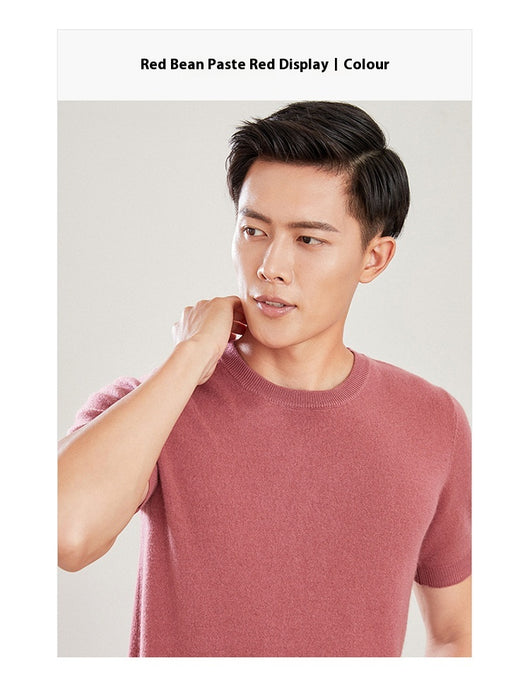Suéter de Lana Pura Cuello Redondo Manga Corta para Hombre - Otoño e Invierno - Image 14