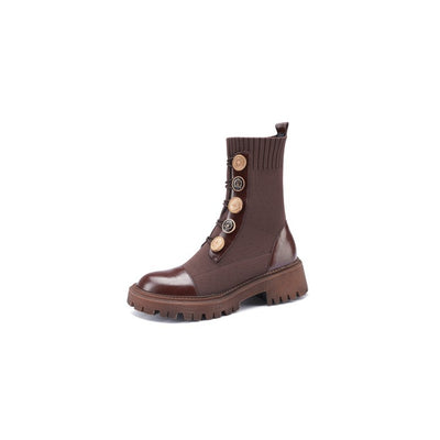 Botas Martin Mujer Suela Gruesa Caña Delgada Marrón - Image 9