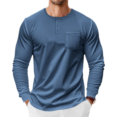 Camiseta Henley de Manga Larga para Hombre - Primavera y Otoño - Image 23