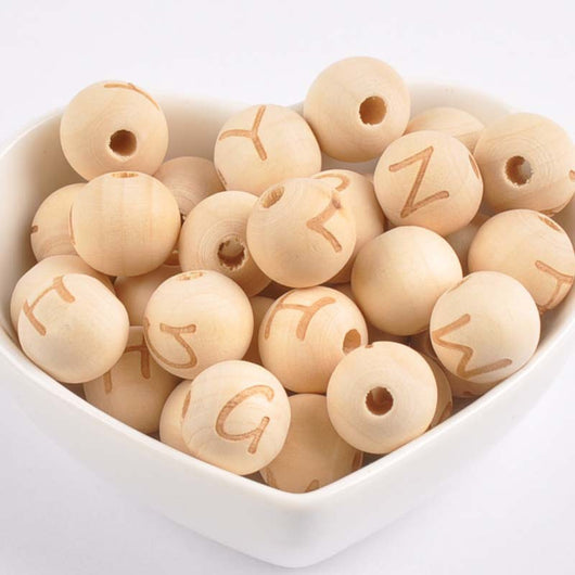 Cuentas de Madera Loto con 26 Letras del Alfabeto Inglés 14mm - Image 6