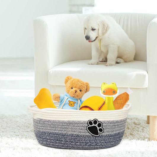 Canasta Tejida de Algodón Beige con Asa - Organizador Versátil para el Hogar - Image 15