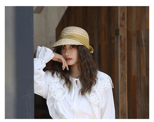 Sombrero de Algodón Plisado con Moño para Mujer - Versátil y Elegante - Image 21