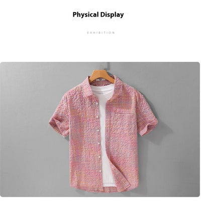 Camisa Cuadrillé Suelta Ligera para Hombre - Estilo Verano Moderno - Image 4