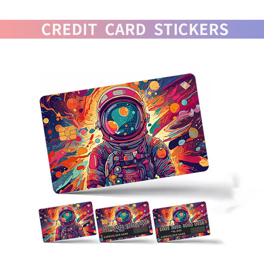 Anime cityscape credit card sticker with vibrant pink, purple, and blue hues, showing buildings and power lines. - Image 30