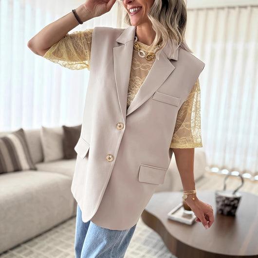 Chaleco Casual Suelto de Color Liso para Mujer