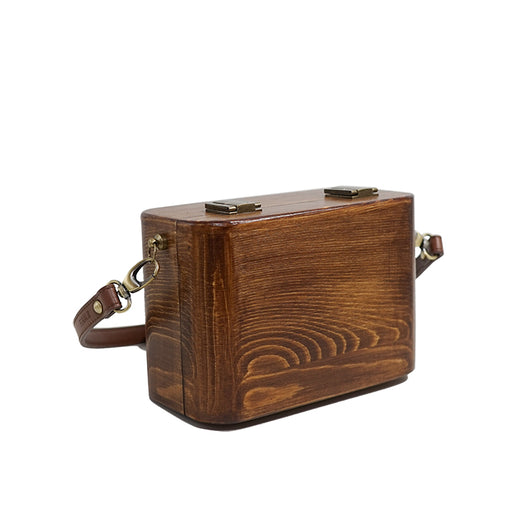 Bolso Mensajero Literario Retro de Madera con Doble Hebilla para Mujer - Image 13