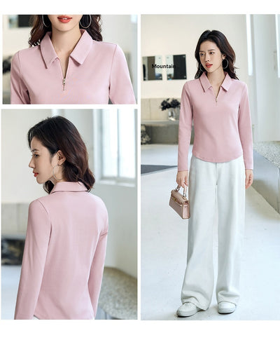 Polera Minimalista Slim Fit con Cierre de Medio Largo para Mujer - Image 21