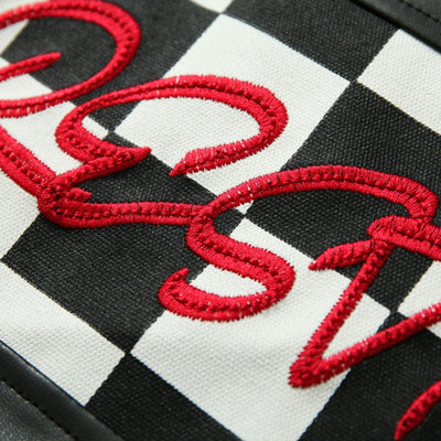 Chaqueta de Cuero Estilo Retro Americano con Detalles de Tartán - Image 3