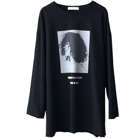 Playera Suelta Coreana Estampada de Manga Larga - Estilo Relajado - Image 9