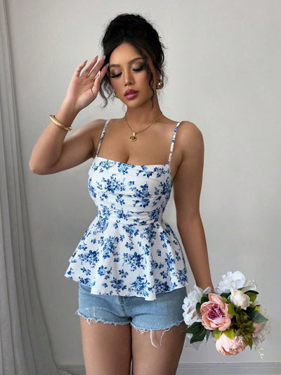 Blusa Floral Elegante sin Mangas Ajustada para Mujer - Image 12