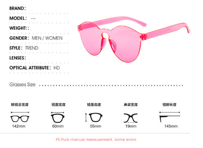 Trendy one-piece candy-colored sunglasses with dark gray lenses and a unique wavy top edge. - Image 6