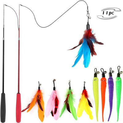 Set de 11 Juguetes para Gatos con Plumas Coloridas - Image 6