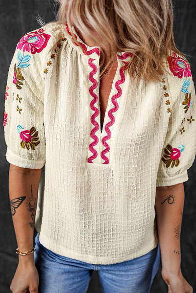 Blusa Casual Bordada en Chifón Multicolor - Estilo Primavera para Mujer - Image 18