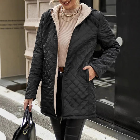 Chaqueta Cálida a Cuadros con Capucha y Mangas Largas - Image 2
