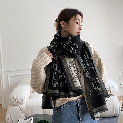 Pañoleta Larga Estampada de Imitación Cashmere para Mujer - Image 12