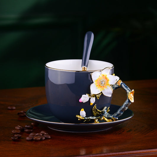 Juego de Taza y Platillo de Cerámica Esmaltada Creativa - Image 6