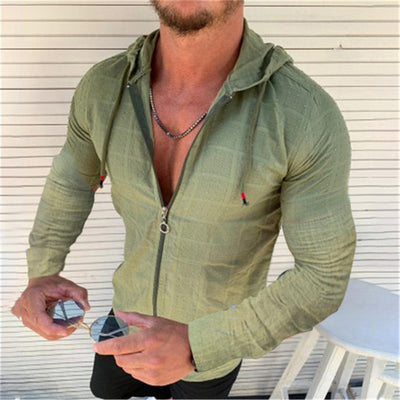 Cardigan Hoodie con Cierre de Cremallera para Hombre - Camisa Casual Versátil - Image 3