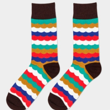 Calcetines Hombre Estilo Británico a Rayas Tubo Medio