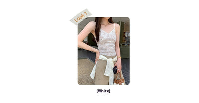 Camiseta Elegante sin Mangas de Encaje Premium para Mujer - Image 19