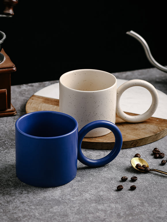 Taza de Cerámica con Asa Grande y Cuchara para Café, Oficina y Hogar