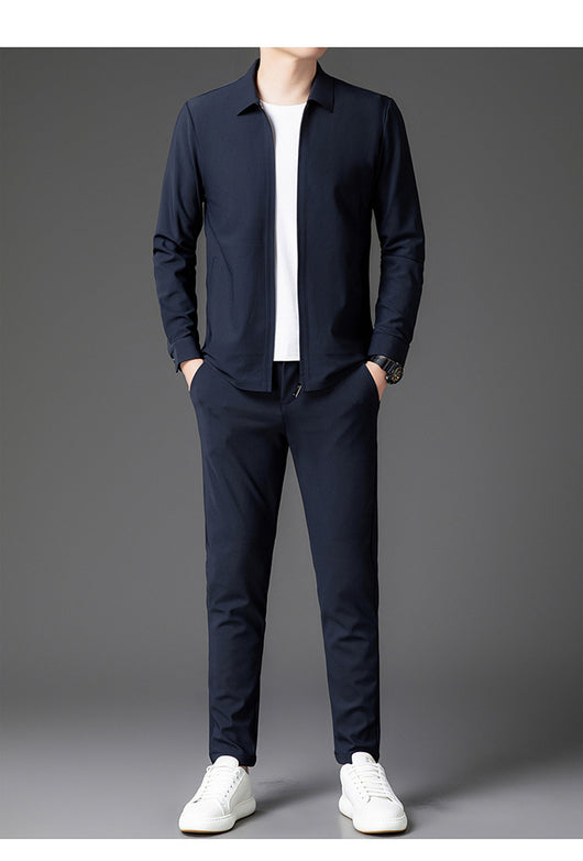 Conjunto de Dos Piezas para Hombre: Cardigan con Cierre y Pantalones Trendy Otoño - Image 32
