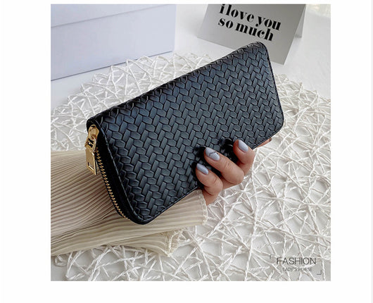 Cartera Clutch de Cuero con Patrón Geométrico - Bolso Minimalista para Mujer - Image 12