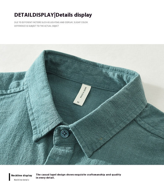 Camisa de Lino Suelta para Hombre - Estilo Casual Artístico de Manga Larga - Image 21