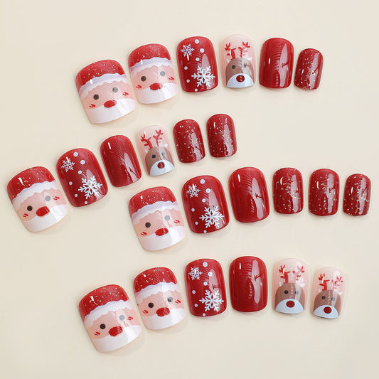 Uñas Navideñas Desmontables con Reno y Copos de Nieve - Image 2
