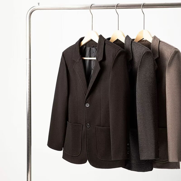 Blazer de Lana Suelta Gris Oscuro para Hombre - Elegancia Casual Profesional