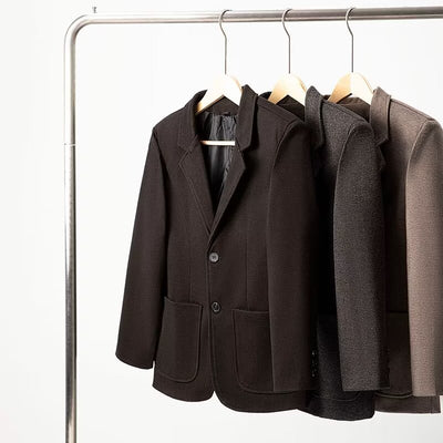 Blazer de Lana Suelta Gris Oscuro para Hombre - Elegancia Casual Profesional