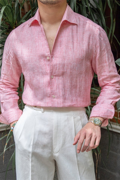 Camisa de Lino Lavado con Cuello y Mangas Largas - Image 9