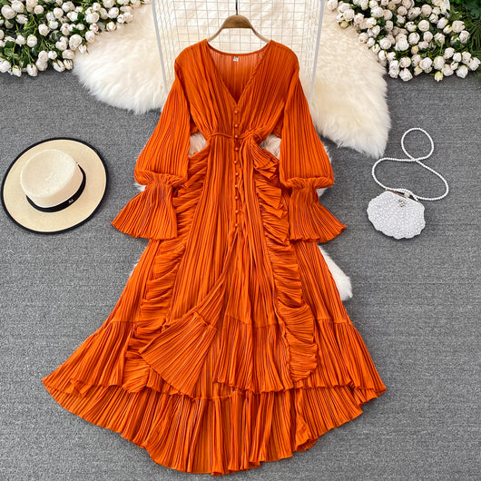 Vestido Rojo de Playa Cintura Alta Cuello V Viajes Desérticos - Image 3