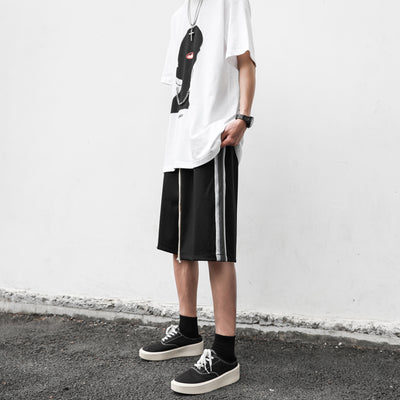 Shorts Holgados Hip-hop Urbanos Cinco Bolsillos Negro y Blanco - Image 2